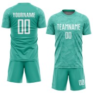 Maglia da calcio personalizzata con stampa a sublimazione Aqua White Maglia da calcio personalizzata con stampa a sublimazione Aqua White