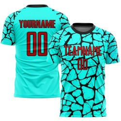 Maglia da calcio personalizzata con stampa a sublimazione rosso-nero Aqua