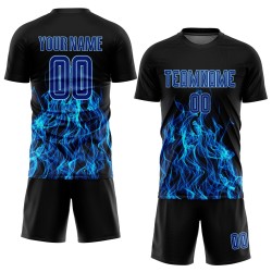 Maglia da calcio personalizzata con stampa sublimatica Flame Black Royal-Light Blue Maglia da calcio personalizzata con stampa sublimatica Flame Black Royal-Light Blue