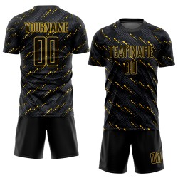 Maglia da calcio personalizzata con stampa sublimatica nera e oro Maglia da calcio personalizzata con stampa sublimatica nera e oro