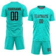 Maglia da calcio personalizzata con stampa a sublimazione Aqua Black Maglia da calcio personalizzata con stampa a sublimazione Aqua Black