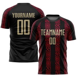 Maglia da calcio personalizzata con stampa sublimatica Vegas Gold-Red nera