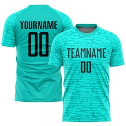 Maglia da calcio personalizzata con stampa a sublimazione Aqua Black