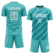 Maglia da calcio personalizzata con stampa a sublimazione Aqua White Maglia da calcio personalizzata con stampa a sublimazione Aqua White