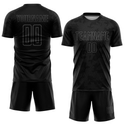 Maglia da calcio personalizzata nera e grigia con stampa a sublimazione