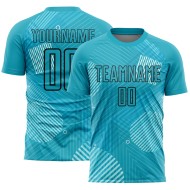 Maglia da calcio personalizzata con stampa a sublimazione Aqua Black Lines