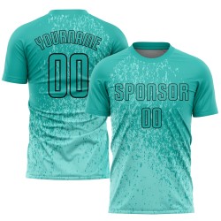 Maglia da calcio personalizzata Aqua Aqua-Black Sublimation Uniform